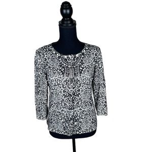 Talbots 3/4‎ Sleeve Cardigan Color Block Brown Boho Size S Petite